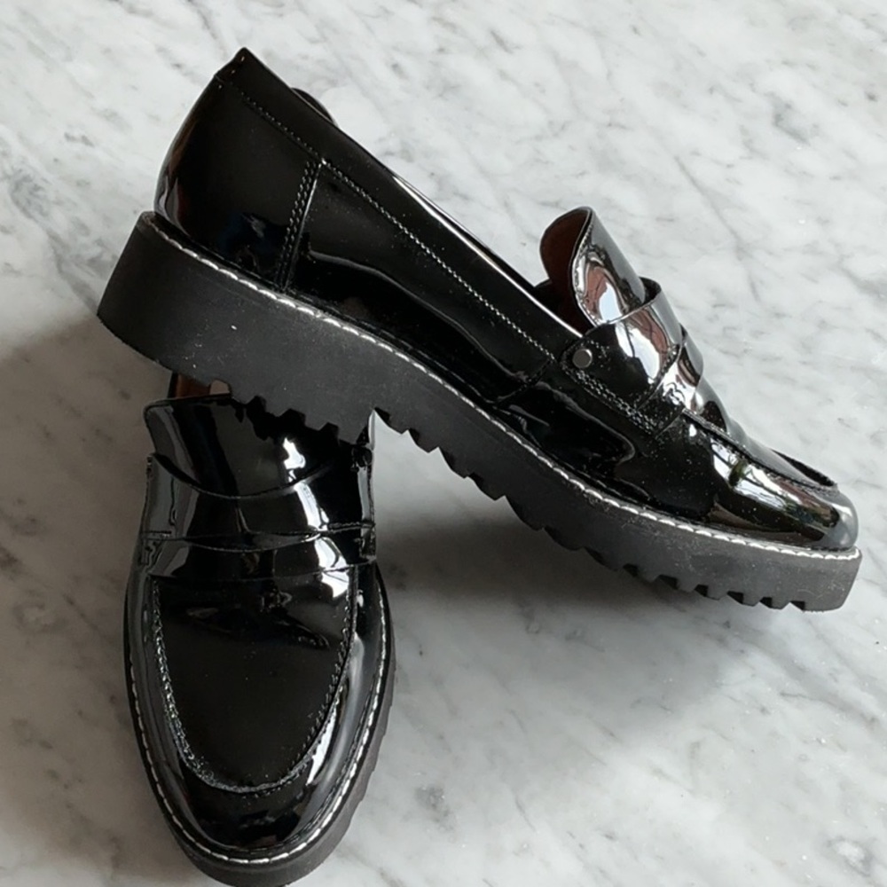 Franco Sarto Glossy Black Women’s Loafers size 7 1/2 medium